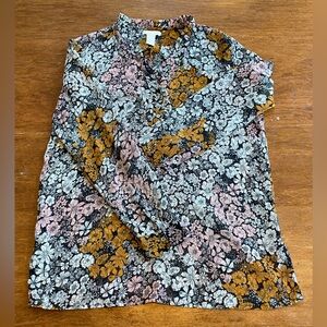🌸 Chiffon Popover Button Up Floral Blouse 🌸